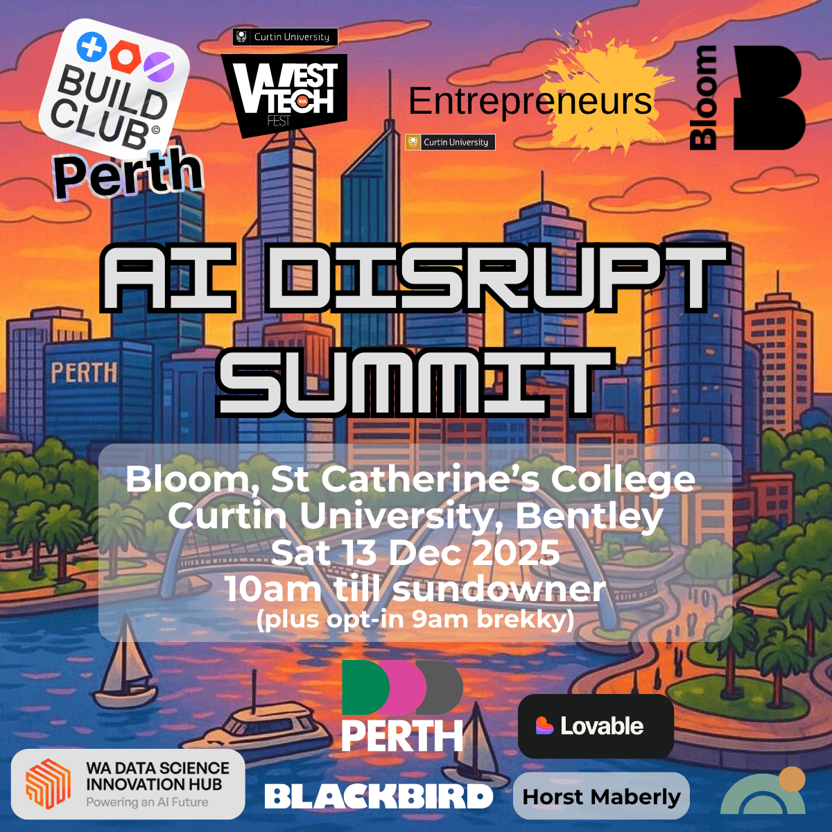 AI Disrupt Summit | Build Club Perth x Bloom x Curtin Entrepreneurs